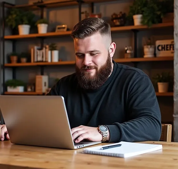 Matt Jerwood, Creative Director at Klickshot Web Design Devon, working at desk